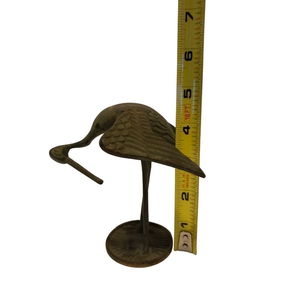 Vintage Brass Bird Crane Heron Stork Figure - Picture 4 of 6